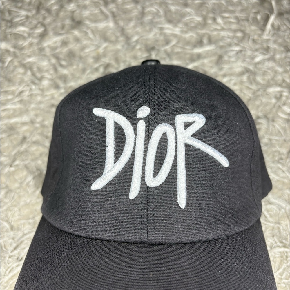 Dior x Shawn Stussy Embroidered Logo Cotton Baseball Cap Black Size S - Picture 2 of 4